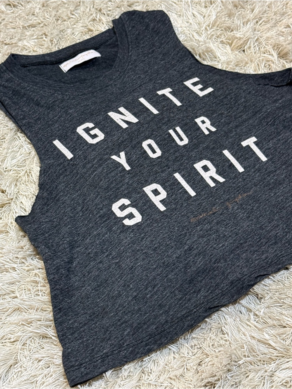 Spiritual Gangster Cropped Graphic Tank Top Charcoal Yoga Size Small - Picture 6 of 11